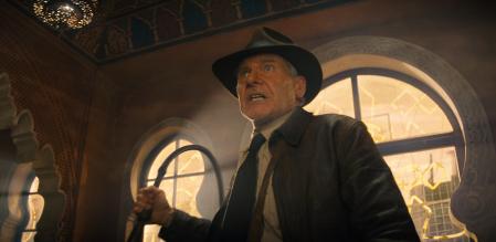 This image released by Lucasfilm shows Harrison Ford in a scene from 