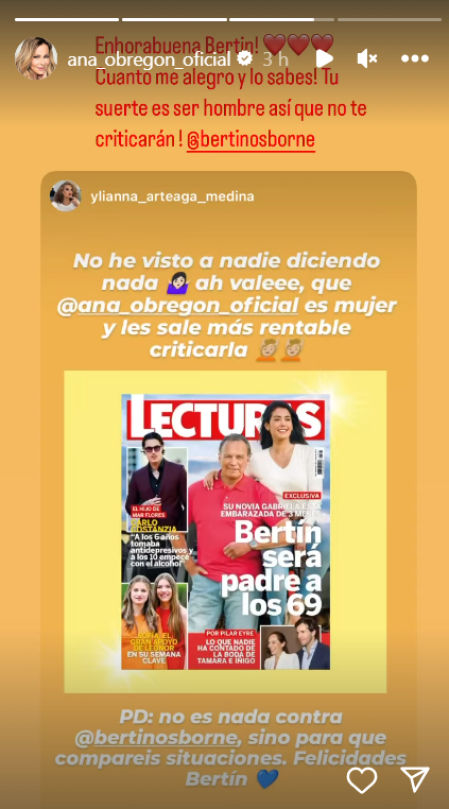 Ana Obregón muestra su apoyo a Bertín Osborne y cuestiona la doble vara de medir en la sociedad