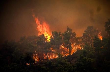 El incendio forestal avanza sin control en la isla griega de Rodas