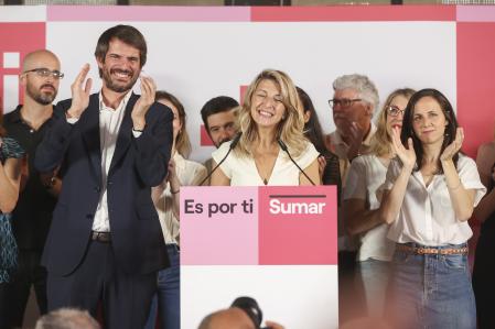La candidata de Sumar, Yolanda Díaz, ha celebrado los resultados de la formación con 31 diputados, y ha dicho que trabajará 
