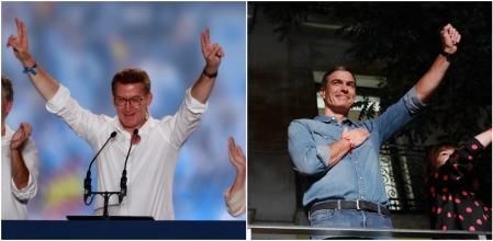 Alberto Núñez Feijóo y Pedro Sánchez comparecen tras conocerse los resultados del 23-J