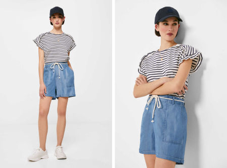 Bermuda vaquera tencel con cinturón de cuerda