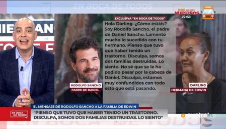 Mensaje que Rodolfo Sancho manda a Darling Arrieta