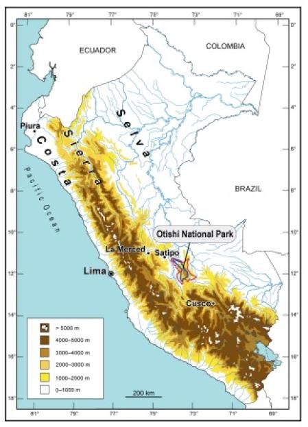 Localización del parque nacional peruano en el que fue descubierta la nueva especie  .