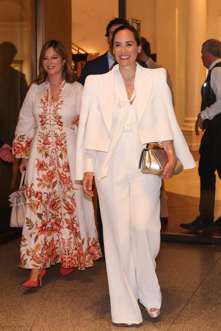 Tamara Falcó con su look en la preboda celebrada en el hotel Ritz