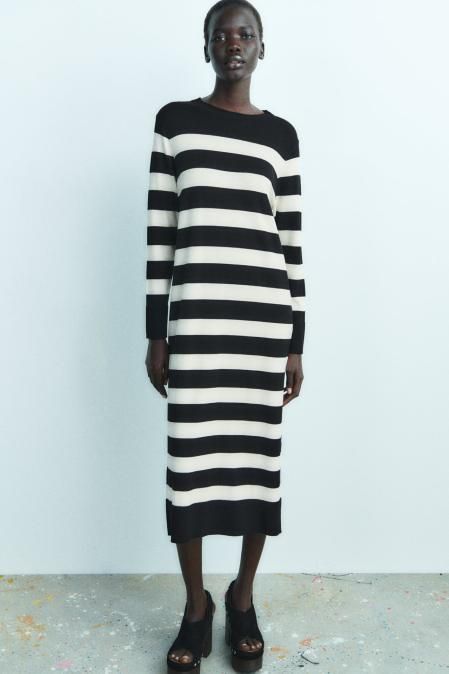 Vestido de estampado de rayas de Zara