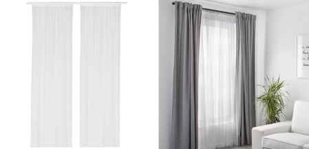 LILL, cortinas red, par, blanco, 280x300 cm