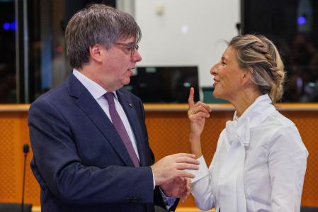 Carles Puigdemont y Yolanda Díaz en Bruselas