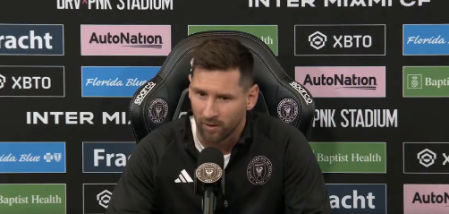 Messi en una rueda de prensa con el Inter de Miami