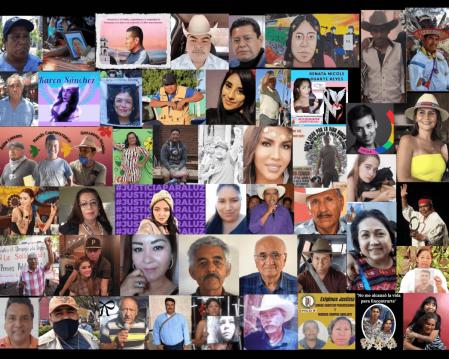Colección de imágenes de recuerdo de personas asesinadas el 2022 en México por sus actividades ambientales o de defensa de los pueblos indígenas  .