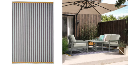 KORSNING, alfombra int/exterior, multicolor azul claro/rayas, 200x300 cm