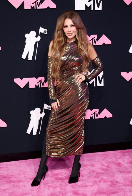 Thalía en la alfombra roja de los premios MTV Video Music Awards