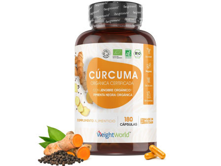 WeightWorld, cúrcuma orgánica con jengibre y pimienta negra (180 cápsulas de 1440mg)