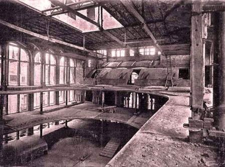 Obras de construcción del interior del Palau de la Música, en 1907.
