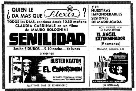 Anuncio de la sala Alexis 143.