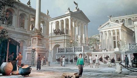 Una visitante a una Roma antigua virtual en el metaverso