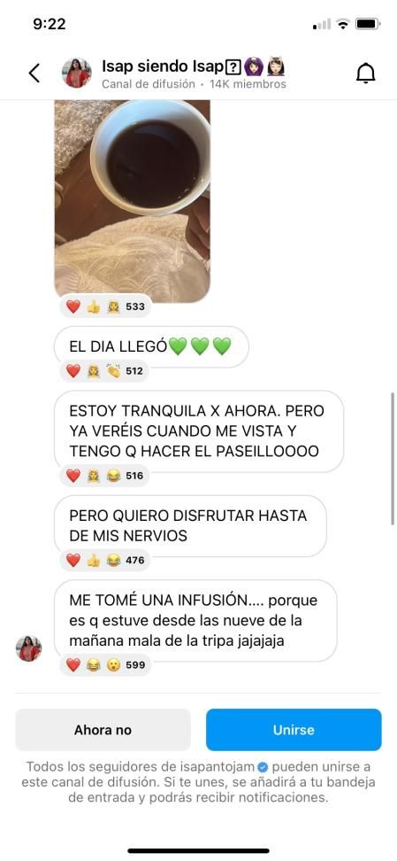 Isa Pantoja no dudó en compartir cómo se sentía en los momentos previos