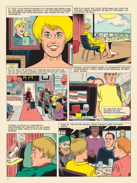 Página del álbum en su edición catalana, ‘Mònica’, con traducción de Montse Meneses y rotulación de Gabriel Regueiro