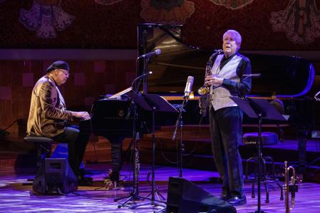 Los músicos Chucho Valdés y Paquito D'Rivera hace un año en el Palau de la Música Catalana