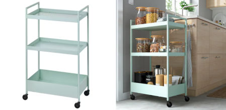 NISSAFORS, carrito, verde claro, 50.5x30x83 cm