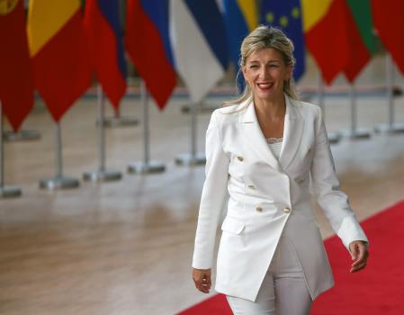 Yolanda Díaz, ayer en Bruselas
