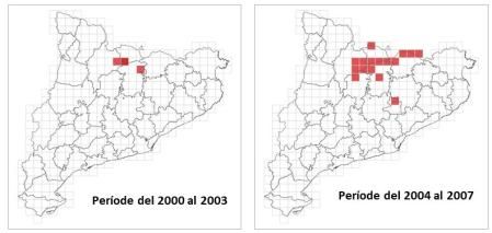 Presencia del lobo en Catalunya (casos confirmados e indicios) 2000- 2007 .