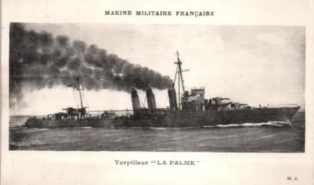 El torpedero La Palme que traslado a refugiados de Caldetas