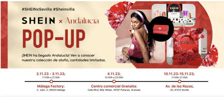 Anuncio de Shein sobre su tienda 'pop-up' en Andalucía