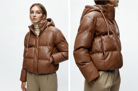 Cazadora acolchada de efecto piel