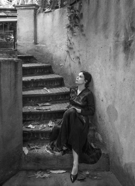 Vestido vintage años treinta en satén 
de seda negro de Heritage