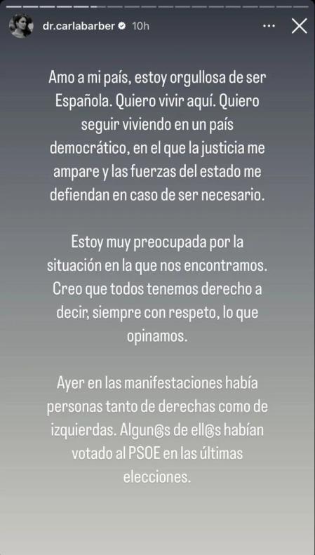 Carla Barber da su opinión sobre la amnistía