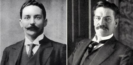 El empresario británico Joseph Bruce Ismay (izqda.) y el escritor estadounidense Archibald Gracie IV, ambos, supervivientes del Titanic