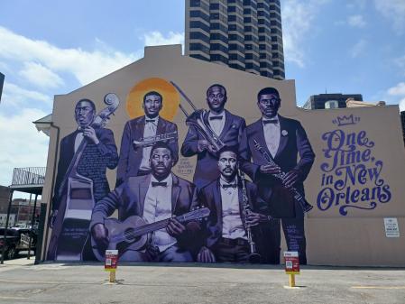Un grafiti que demuestra los músicos de Nueva Orleans