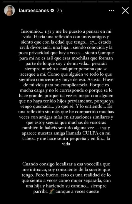 Laura Escanes se sincera en redes sociales