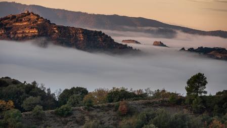 Nieblas en la Plana de Vic visto desde Sant Pere de Torelló.