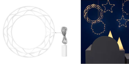 STRÅLA, lámpara techo LED, a pilas/forma de anillo blanco,