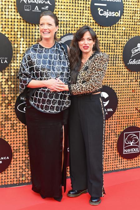 Journalist Maria Casado and singer Martina Dirosso at photocall Starlite Festival oF Marbella on Sunday 14 August 2023