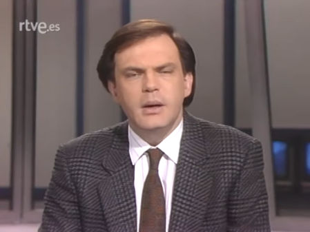 Pedro Piqueras en sus inicios en TVE