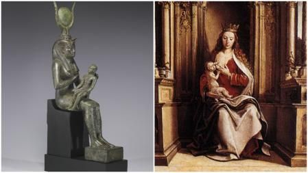 Representació de Isis y Horus i la mare de Déu de la llet de Berruguete