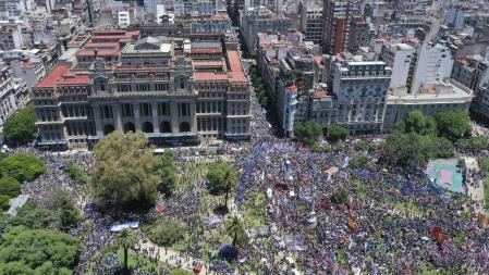 Imagen aérea de la manifestación de este miércoles en Buenos Aires