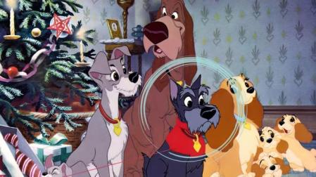 Jock, un ejemplar de terrier escocés (destacado en el círculo), es uno de los personajes de la película de animación 'La dama y el vagabundo'   .