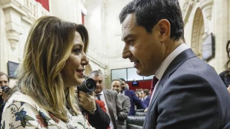 2. Moreno Bonilla y Susana Díaz en la sesión de investidura del presidente de la Junta en 2019.