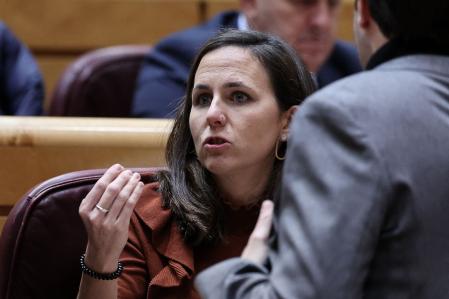 Podemos' secretary-general Ione Belarra attends the first Plenary session of the year of the Congress of Deputies at the Senate in Madrid on January 10, 2024. (Photo by Thomas COEX / AFP)