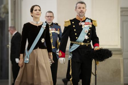 Crown Prince Frederik and Crown Princess Mary during New Year's retreat for officers from the Norwegian Armed Forces and the National Emergency Management Agency, I., II. and III. at ChristiansborgPalace in Copenhagen, Thursday 4 January 2024