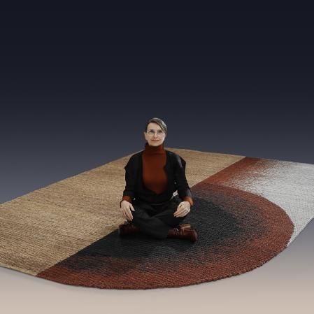 Claire Vos sobre una de las alfombra Dis-colored de Musett Design