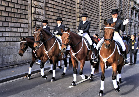 Tres Tombs de Sant Antoni en el desfile por la Rambla.