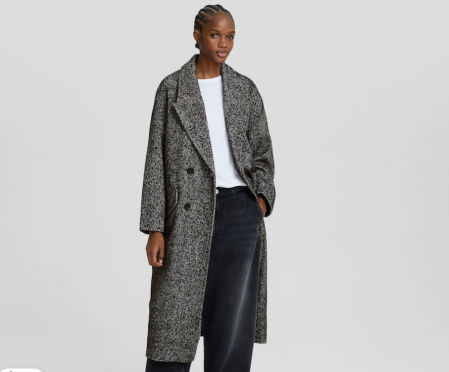 Abrigo largo de hombro caído de Bershka