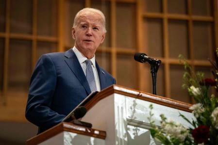 El presidente Biden, este domingo en una intervención en una iglesia de Carolina del Sur
