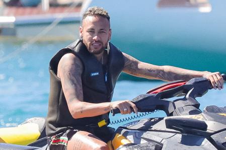 Soccerplayer Neymar on holidays in Ibiza. August 4 2023