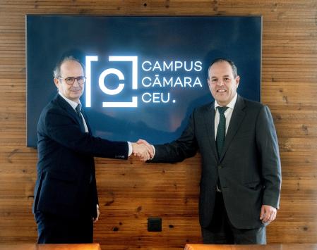 Higinio Marín, rector de la Universidad Cardenal Herrera CEU, y Carlos Baño, presidente de la Cámara de comercio de Alicante.